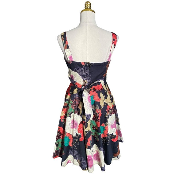 Eva Rose Vtg Floral Sleeveless Fold-Over 1950s Retro Style Swing Dress Medium - Picture 4 of 8